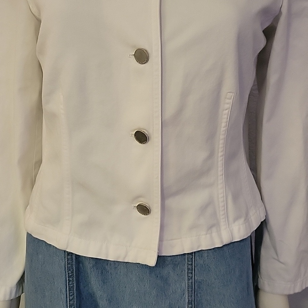 VTG Jones New York Country White Denim Jean Jacket Petite 12 - Picture 7 of 12